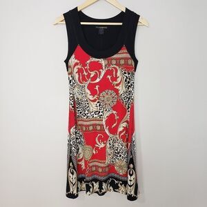 Evo Vorro Small Sleeveless Red Black Print Dress